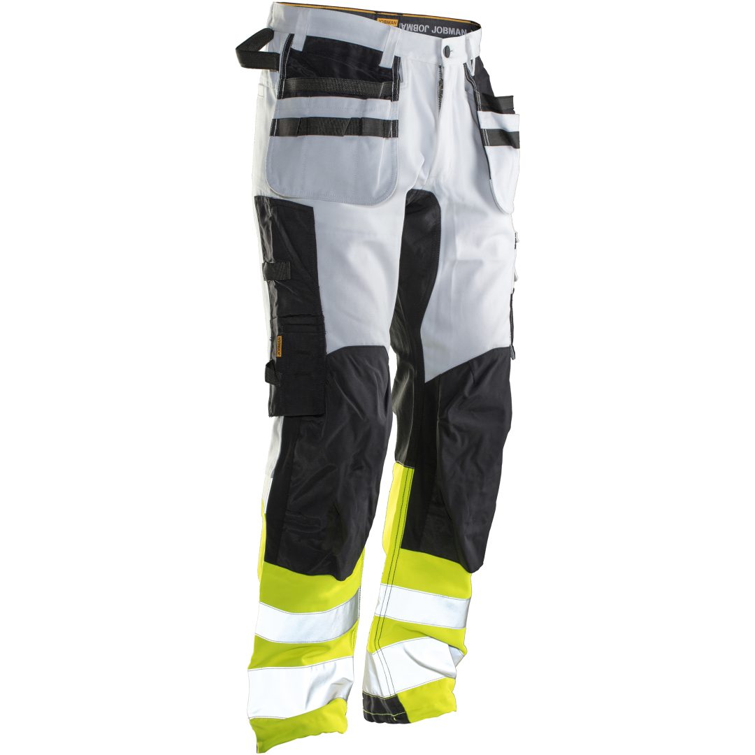 Håndværksbukser Core Stretch Varsel 2134 Technical Hvid/Gul Jobman C146