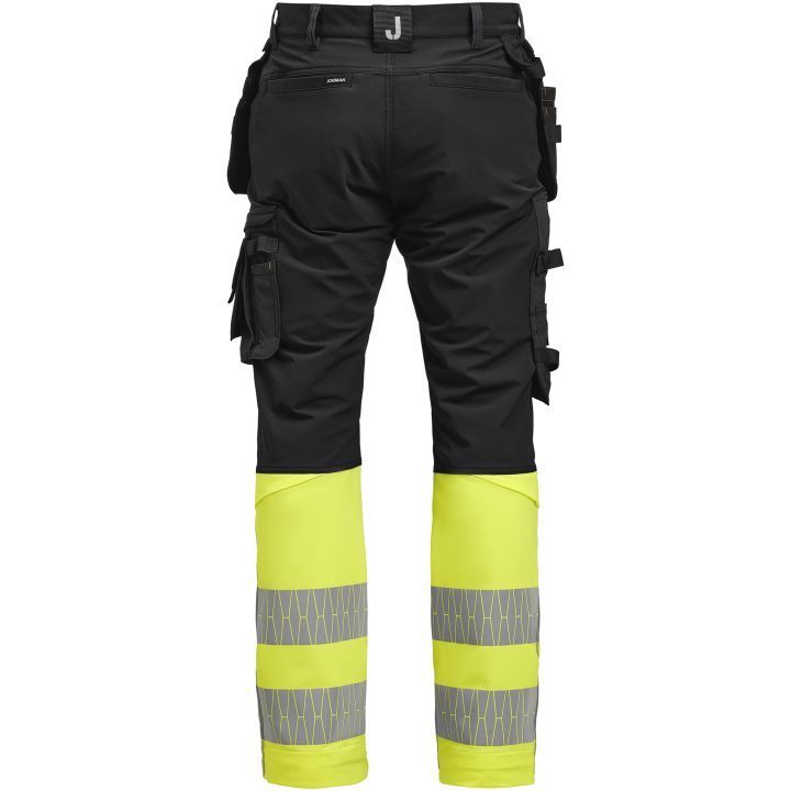 Hantverksbyxa 2392 Stretch Varsel Svart gul Jobman – billede 3