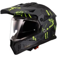 HJÄLM LS2 MX702 PIONEER II CRAZY MATT SVART/GUL 3XL