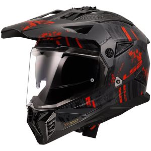 HJÄLM LS2 MX702 PIONEER II CRAZY SVART/RÖD S