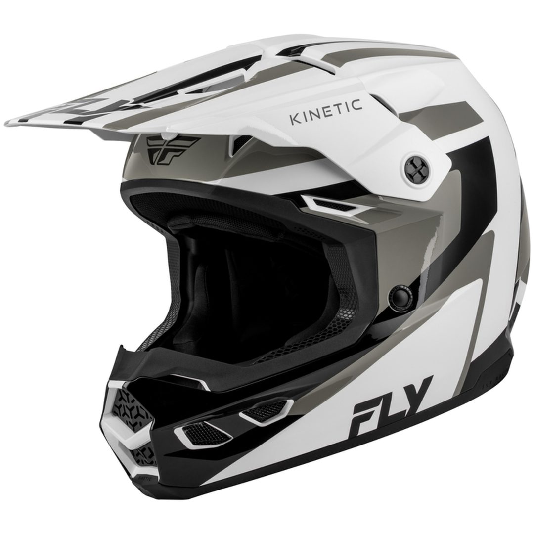 Hjelm Kinetic Sync Hvid Sort Grå FLY RACING s