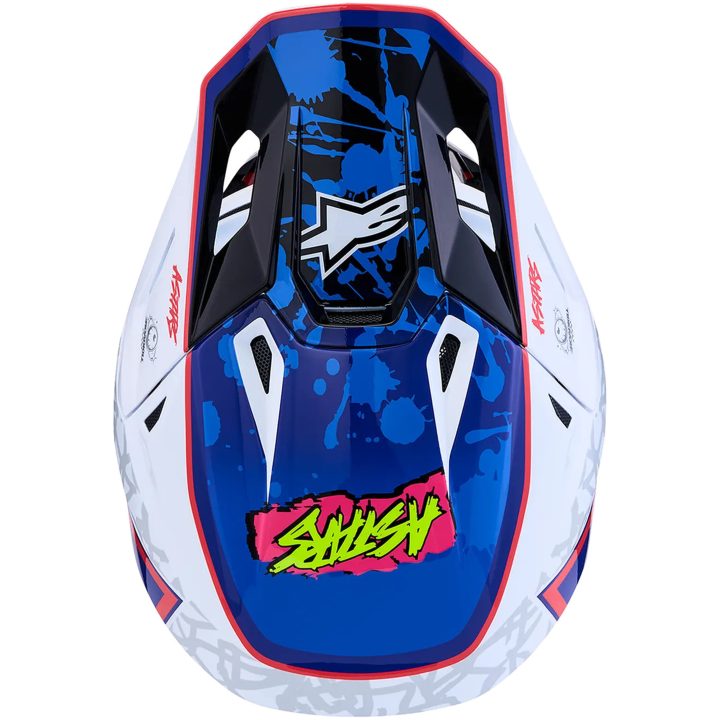 Hjelm S-M7 Blaster Blå Rød Hvid ALPINESTARS XS – billede 3