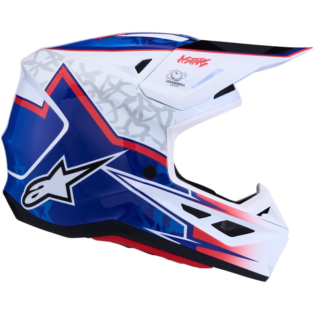Hjelm S-M7 Blaster Blå Rød Hvid ALPINESTARS XS – billede 5