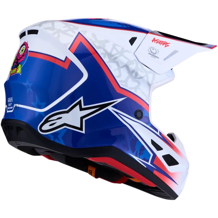 Hjelm S-M7 Blaster Blå Rød Hvid ALPINESTARS XS – billede 7