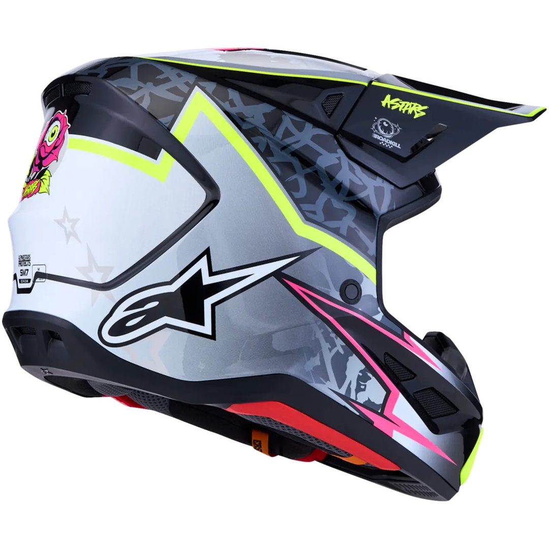 Hjelm S-M7 Blaster Sort Neongul Grå Hvid ALPINESTARS XS – billede 7