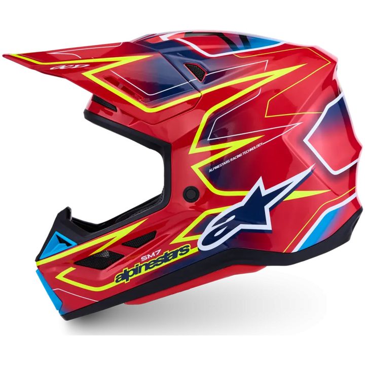 Hjelm S-M7 Cast Rød Blå Gul ALPINESTARS XS – billede 3