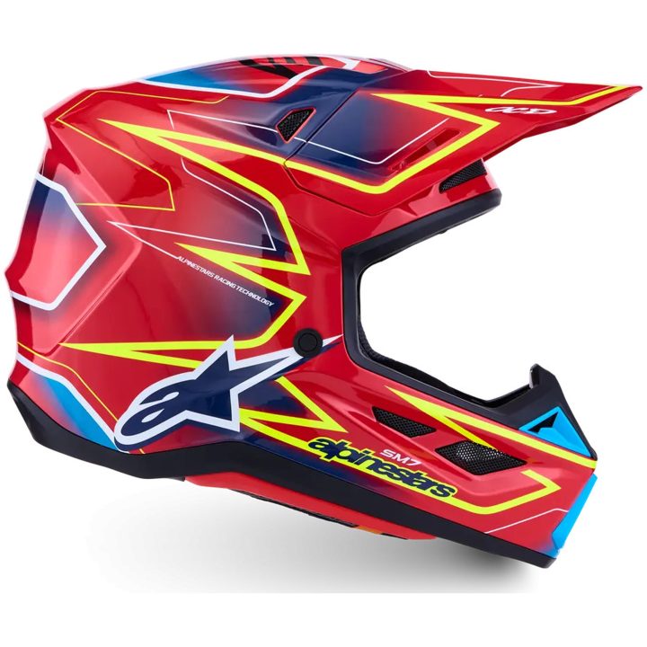 Hjelm S-M7 Cast Rød Blå Gul ALPINESTARS XS – billede 7