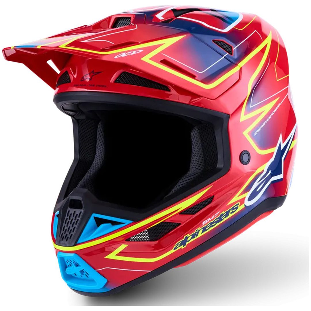 Hjelm S-M7 Cast Rød Blå Gul ALPINESTARS XS
