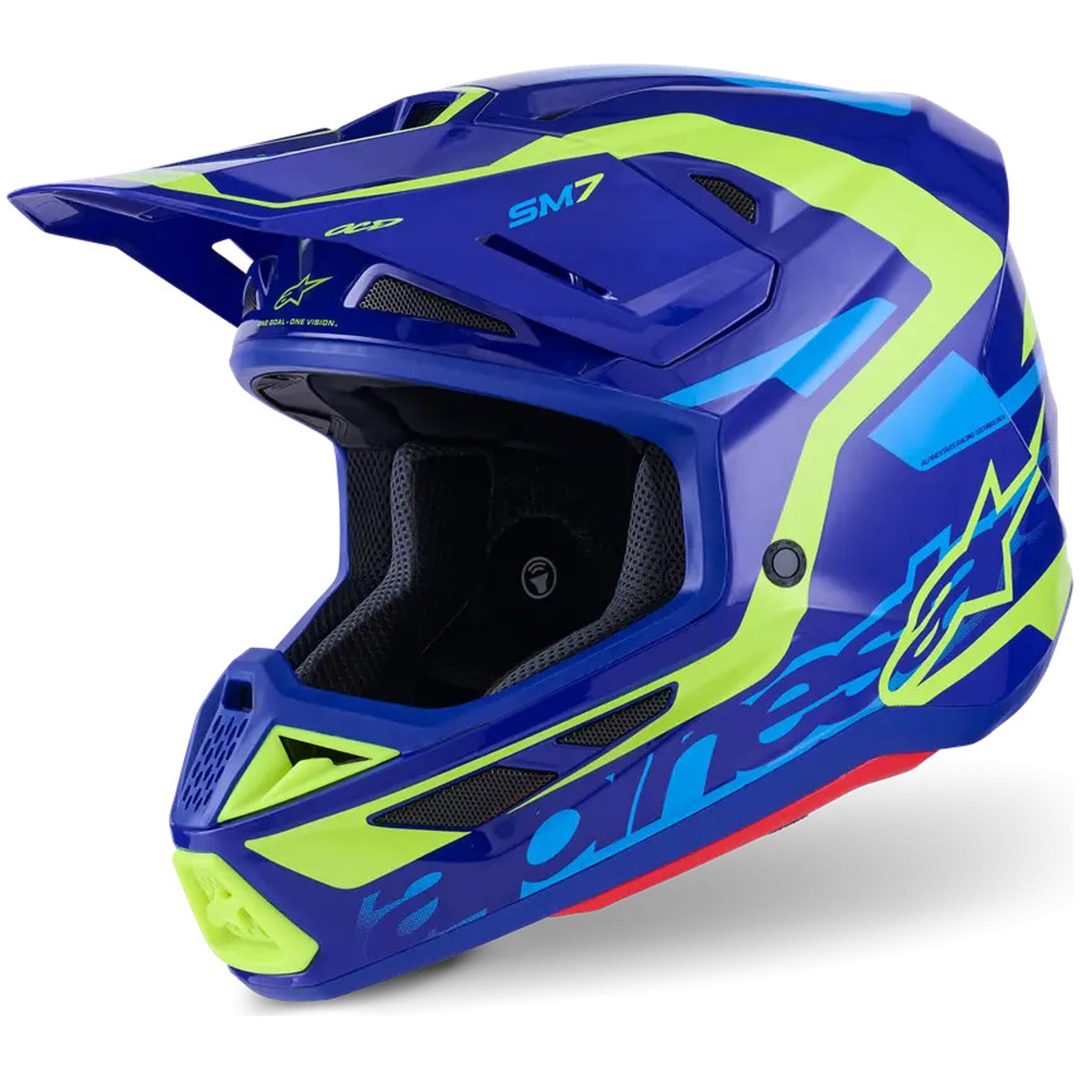 Hjelm S-M7 Deed Blå Sort Gul ALPINESTARS XS