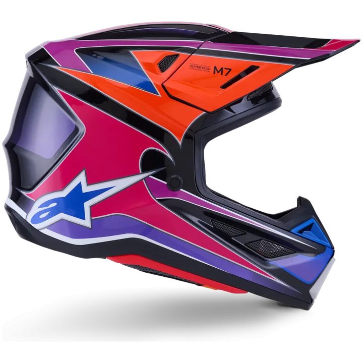 Hjelm S-M7 Fuse Blå Rosa Lilla Alpinestars XS – billede 3
