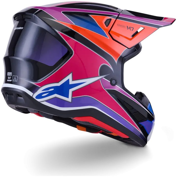 Hjelm S-M7 Fuse Blå Rosa Lilla Alpinestars XS – billede 4