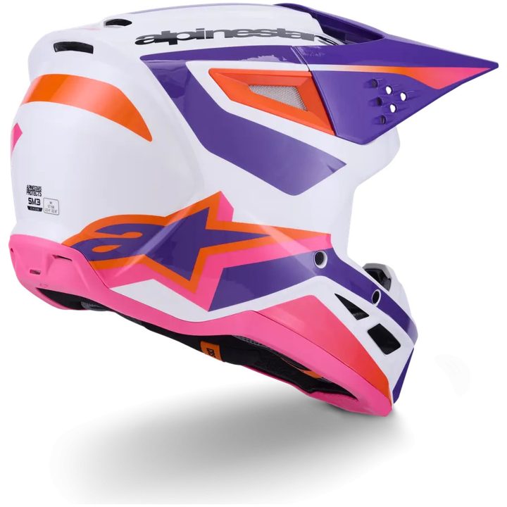 Hjelm SM3 Heat Hvid Pink Lilla Alpinestars XS – billede 7