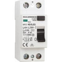 HPFI-afbryder, type A, 40A, 2-polet, 30mA MALMBERGS