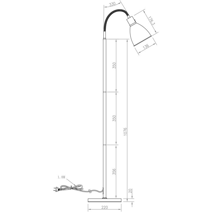 Idre Gulvlampe, Sort ANETA HOME Fatning E27 Sort /Mat Messing – billede 4