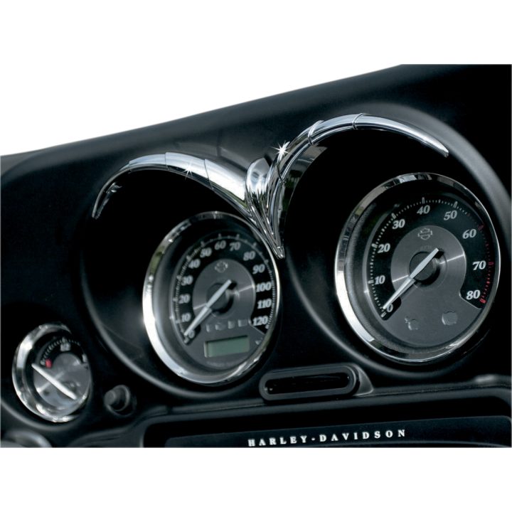 Instrumentpanel Accent Speedometer/tachometer Gauge Brow Krom KURYAKYN BROW GAUGE FLHX – billede 2