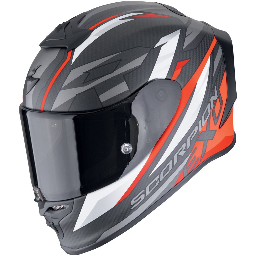 Integralhjelm EXO- CARBON Mat Sort/Rød Scorpion XS