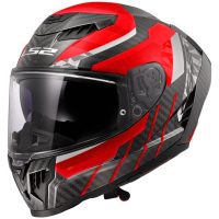 Integralhjelm FF807 DRAGON Trax Kulfiber Rød/Hvid LS2