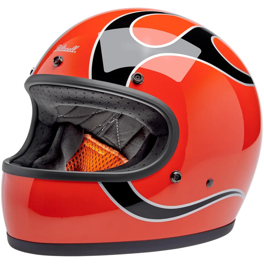Integralhjelm Gringo Flames Sort Orange Hvid BILTWELL
