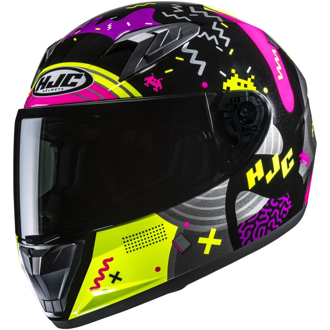 Integralhjelm Y10 Mika Junior Sort/Gul/Pink HJC
