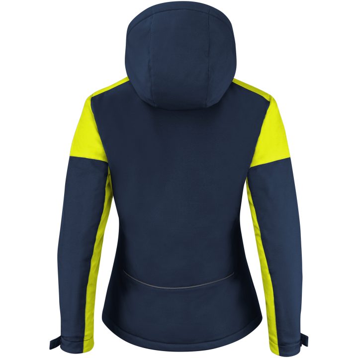Jacka Dam Padded Softshell Marinblå/neonyellow Printer PRIME XS – billede 2