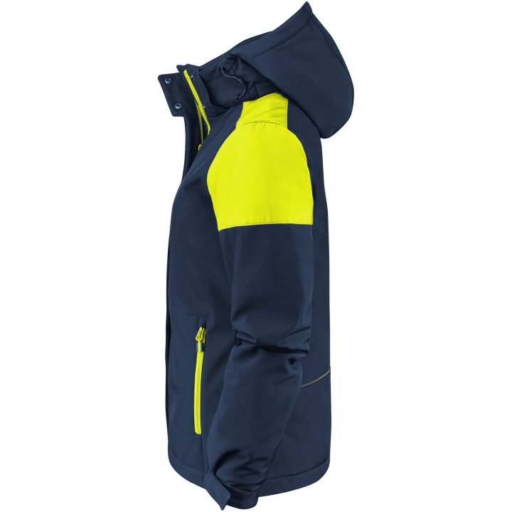 Jacka Dam Padded Softshell Marinblå/neonyellow Printer PRIME XS – billede 4