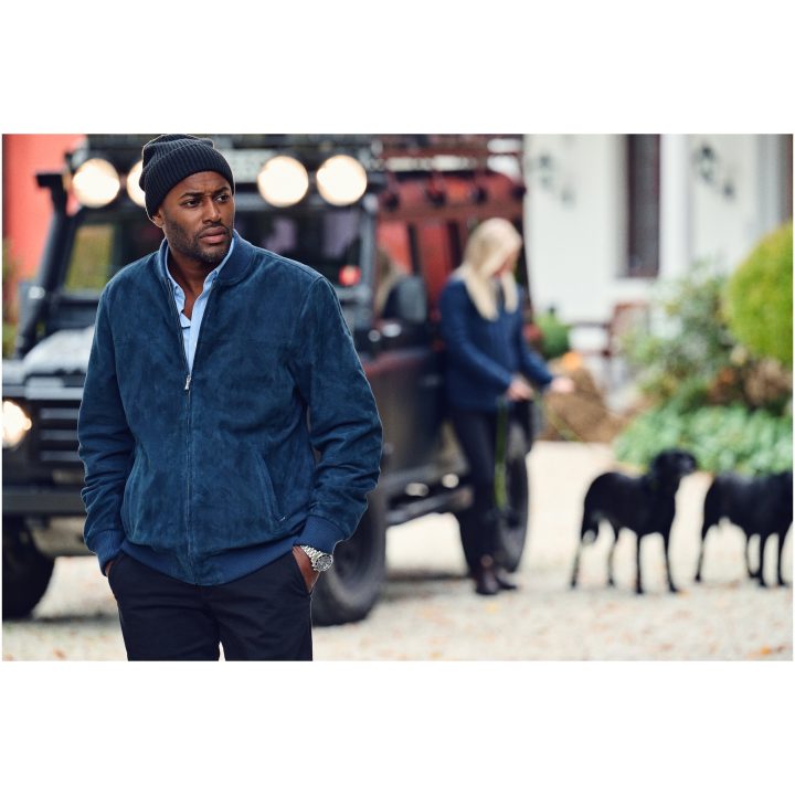 Jacka Heritage Läder Marinblå James Harvest – billede 14