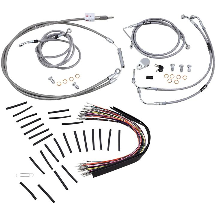 Kabelkit Komplet Rustfrit Stål Sølv BURLY BRAND CONTROL SS 08 FLH ABS 13 – billede 2