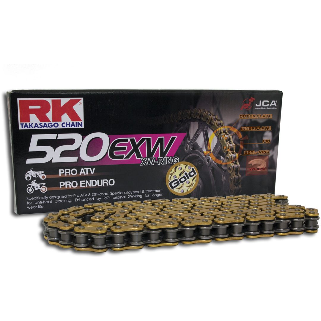 Kæde 520 EXW Series W-Ring Sort/Guld RK