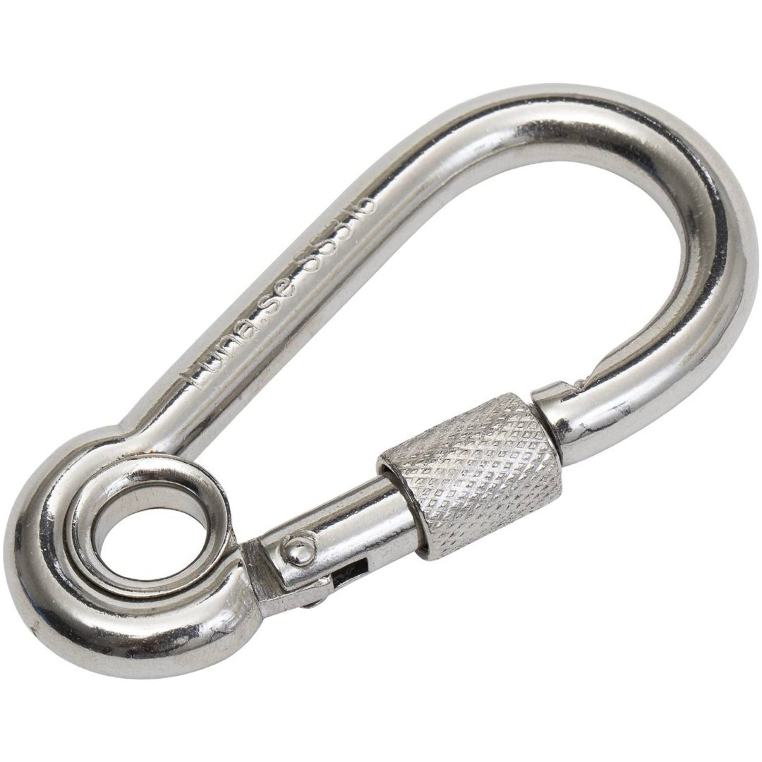Karabinhage med hurtiglås og øje KARABINHAGE ØJE SF 316 6MM