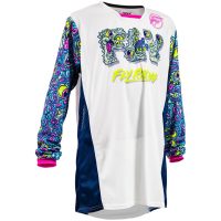 Kinetic Mesh Mutant Youth Jersey - White / Blue / Multi FLY RACING