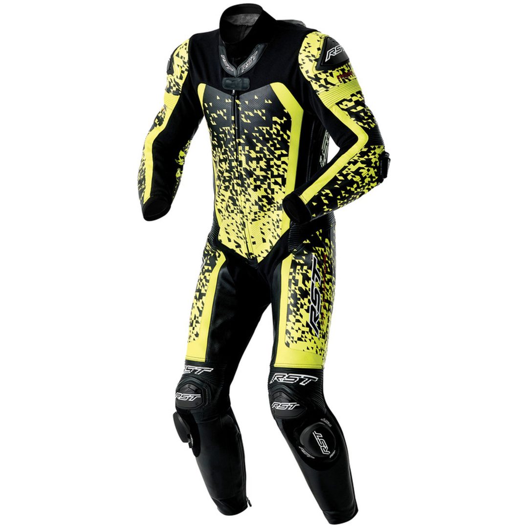 Læderdragt Pro Series D3O Sort Neongul RST XS