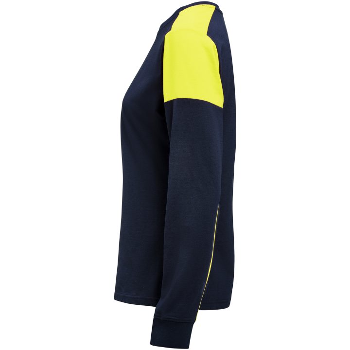 Långärmad T-shirt Dam Prime Marinblå/neongul Printer PRIME XS – billede 3