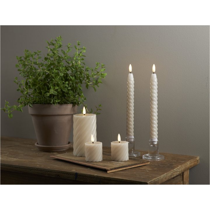 LED Antiklys 2-pak Flamme Swirl Beige Star Trading – billede 3
