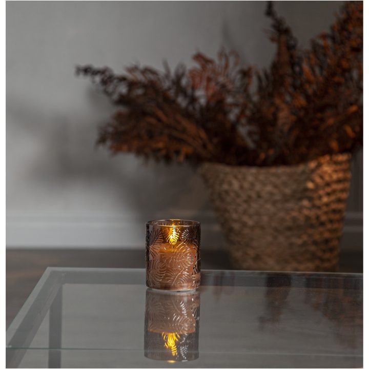 LED-blockljus Flamme Leaf Brun Star Trading – billede 2