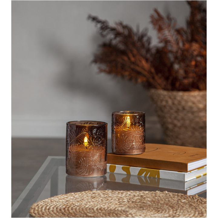LED-blockljus Flamme Leaf Brun Star Trading – billede 4