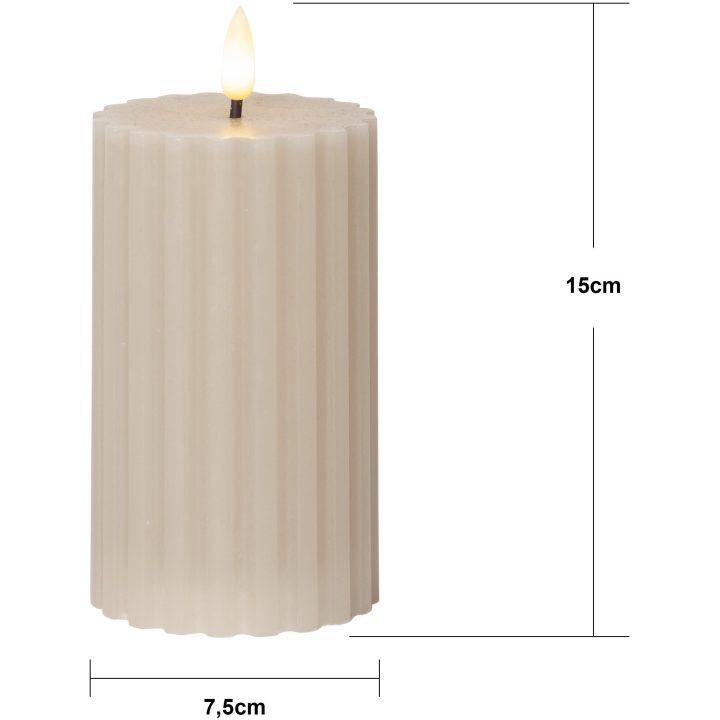 LED-blockljus Flamme Stripe Beige Star Trading – billede 3