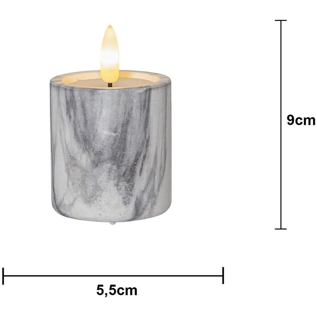 LED Bloklys 2-pak Flamme Marble Grå Star Trading – billede 11