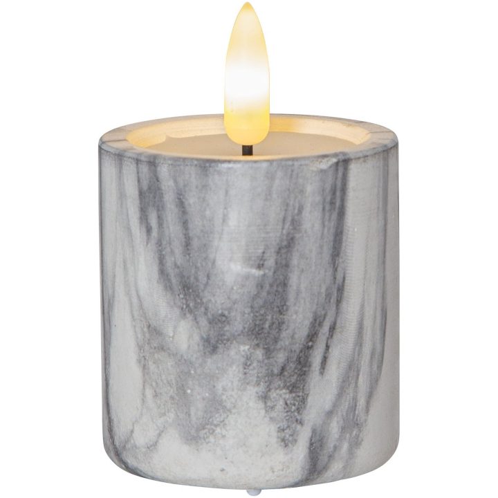 LED Bloklys 2-pak Flamme Marble Grå Star Trading – billede 6