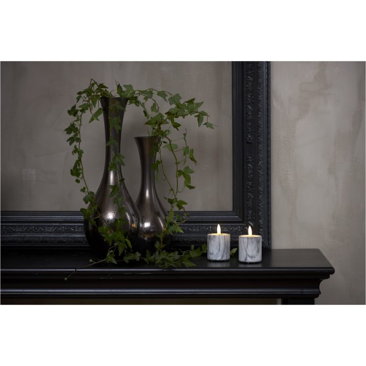 LED Bloklys 2-pak Flamme Marble Grå Star Trading – billede 5