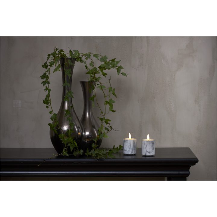 LED Bloklys 2-pak Flamme Marble Grå Star Trading – billede 4