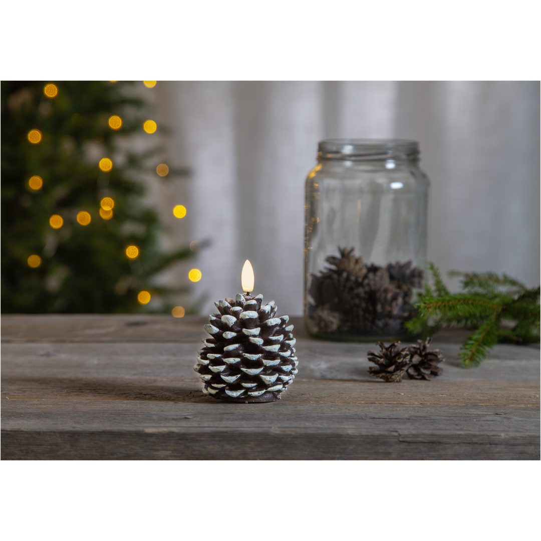 LED Bloklys Flamme Cone Brun Star Trading – billede 2