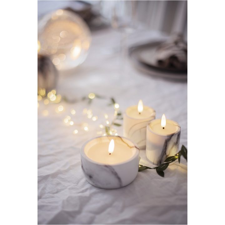 LED Bloklys Flamme Marble Grå Star Trading – billede 7