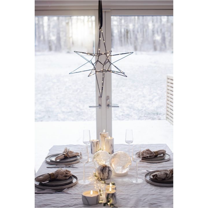 LED Bloklys Flamme Marble Grå Star Trading – billede 9