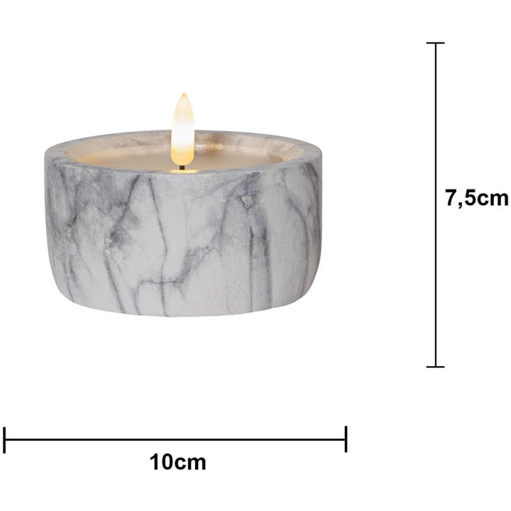 LED Bloklys Flamme Marble Grå Star Trading – billede 10