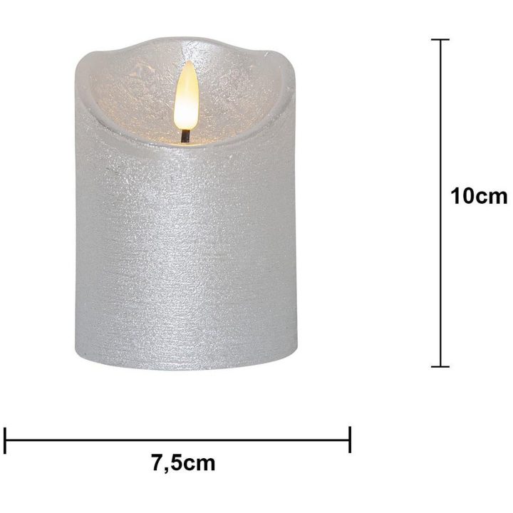 LED Bloklys Flamme Rustic Sølv Star Trading – billede 3