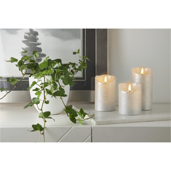 LED Bloklys Flamme Rustic Sølv Star Trading – billede 2