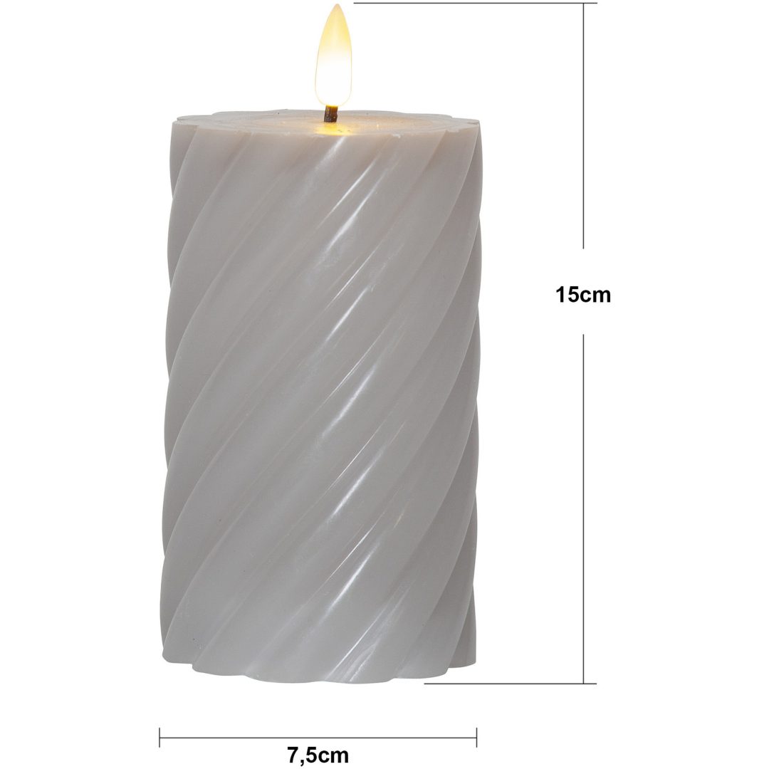 LED Bloklys Flamme Swirl Grå Star Trading – billede 14