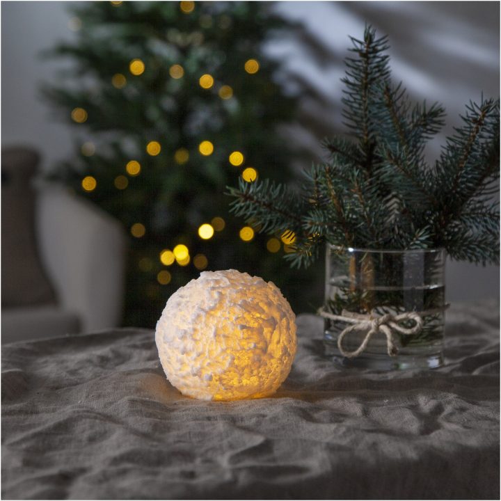 LED Bloklys Snowball Hvid Star Trading – billede 3