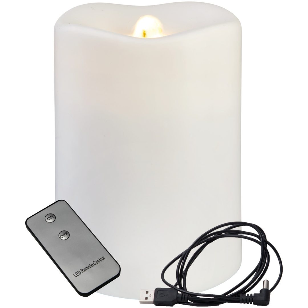 LED Bloklys Water Candle Hvid Star Trading
