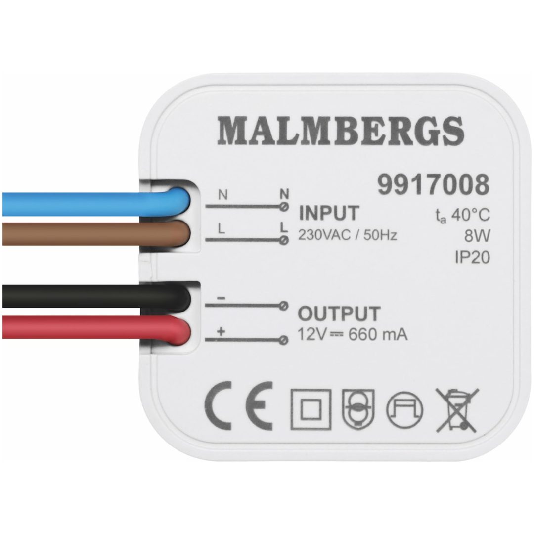 LED-DRIVER, KONSTANTSPÆNDING 12V Malmbergs